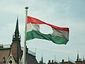 匈牙利十月事件之后，反抗者将旧国旗上的国徽剪除，留下一个洞