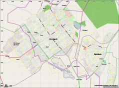 Mapa konturowa Czandigarh, w centrum znajduje się punkt z opisem „Chandigarh Junction”