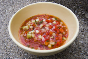 Gazpacho (Spanish liquid tomato salad).