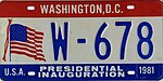 Номерной знак инаугурации президента округа Колумбия в 1981 году - 1981 W-678.jpg