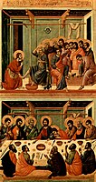 Última cena y lavatorio de pies, Maesta de Duccio, 1308-11