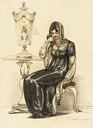 Avondjurk voor tweede rouw als men weer glanzende stoffen mag dragen (1810)