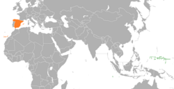 Карта с указанием местоположения Федеративных Штатов Микронезии и Испании