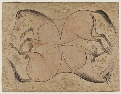 17世纪波斯二头四马画像