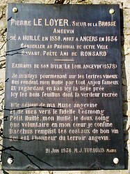 The town hall of Huillé, plaque to the memory of Pierre Le Loyer.