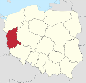 Lage der Woiwodschaft Lebus in Polen