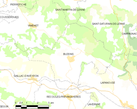 Mapa obce Buzeins