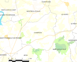 Mapa obce Champéon