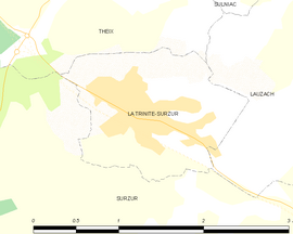 Mapa obce La Trinité-Surzur