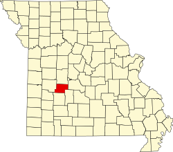 map of Missouri highlighting Hickory County