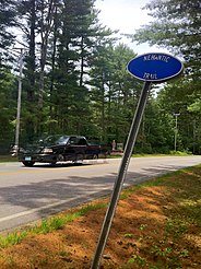 Nehantic Trail sign at CT State Route 49 Crossing.
