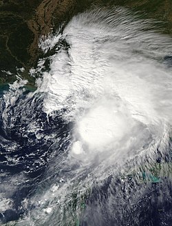 Nestor le 18 octobre à 1905 UTC après être devenue une tempête tropicale.
