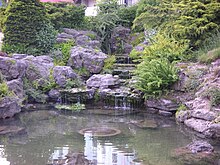 Ornamental pond with waterfall in Niagara Falls Rock Garden Niagara Falls Garden 2005.JPG