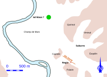 carte avec collines de Rome et le Tibre
