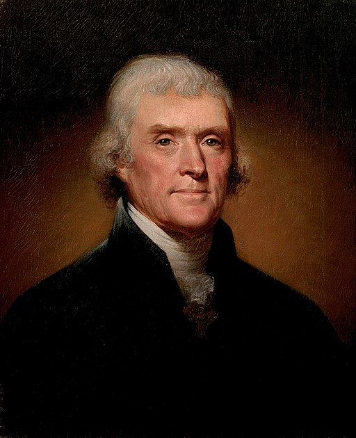 Portrait of Jefferson in his gradual 50s with the full head of hair