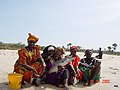 Gambian women in their traditional head ties.