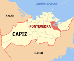 Peta Capiz dengan Pontevedra dipaparkan