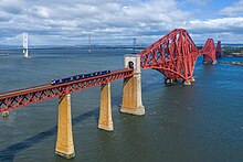 The Forth Bridge, a well-known structure in Scottish rail and a UNESCO World Heritage Site ScotRail Class 170 Forth Bridge.jpg