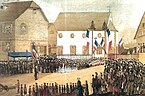 Aquarelle commémorant l'« Inauguration d'un Pentateuque à Reichshoffen le 7 novembre 1857 »[16].