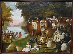 The Peaceable Kingdom, circa 1833, by Edward Hicks (1780-1849) - Worcester Art Museum - IMG 7682
