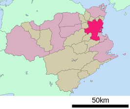 Situering van Tokushima in de prefectuur Tokushima
