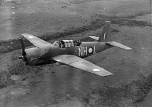 Бомбардировщик Vengeance 12-й эскадрильи RAAF в полете 1943.jpg