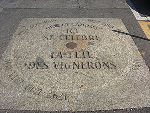 Fête des vignerons - dalle commémorative sur la place du Marché de Vevey.