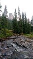 West Fork of the Cimarron River at 10,200 ft. elevation, with Chimney Rock in the background. Pictured at low flow in the month of August.