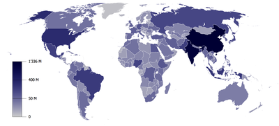 Map of countries by population for the year 2005 (U.N. source) World population.PNG