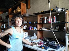 An artist gives a tour of one of the two machine shops in Xanadu, a makerspace under the aegis of Burning Man (Idaho Burners Alliance) in Boise which is open to all. XanaduArtistGivesMachineShopTour.jpg