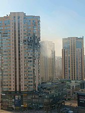 Residential building hit by a Russian rocket