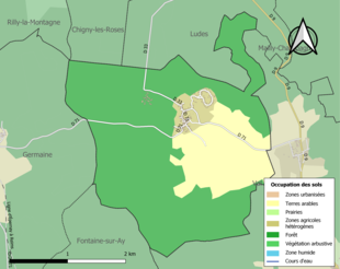 Carte en couleurs présentant l'occupation des sols.