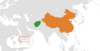 Location map for Afghanistan and China.