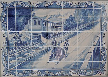 Azulejo représentant le train de Monte et les luges reliant Monte à Funchal