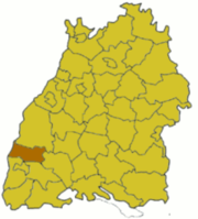 埃门丁根县在巴登-符腾堡州内的位置图