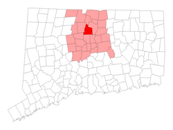 Location within Hartford County, کنیکٹیکٹ