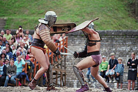 Gladiator show fight in Trier in 2005.