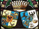 Соединённый герб Каройи и Дёзофи Витраж Братиславского собора