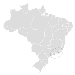 Probable distribución geográfica del cotinguita reyezuelo.