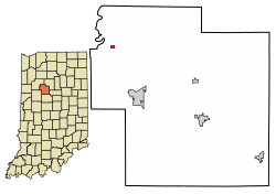 Location of Yeoman in Carroll County, Indiana.