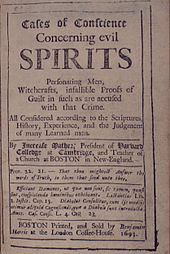 Title page of Cases of Conscience (Boston, 1693) by Increase Mather CasesofConscience1st.jpg