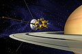 Konsep seniman dari Cassini di garis edar Saturnus