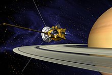 Artist's concept of Cassini's Saturn orbit insertion Cassini Saturn Orbit Insertion.jpg