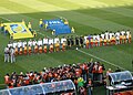 Сборная (слева) перед матчем со сборной Ганы на чемпионате мира, 13 июня 2010