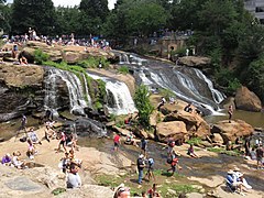 Crowds at Falls Park on the Reedy for the solar eclipse of August 21, 2017