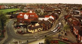 Rayleigh High Street as seen from the top of Holy Trinity Church, 2003