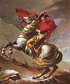 „Bonaparte beim Überschreiten der Alpen am Großen Sankt Bernhard“ (Gemälde von Jacques-Louis David von 1800)