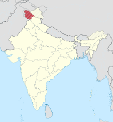 Map of India with the location of జమ్మూ కాశ్మీరు highlighted.