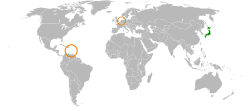 Карта с указанием местоположения Японии и Нидерландов