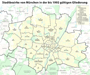 Offizielle Gliederung bis 1992: Stadtbezirke
